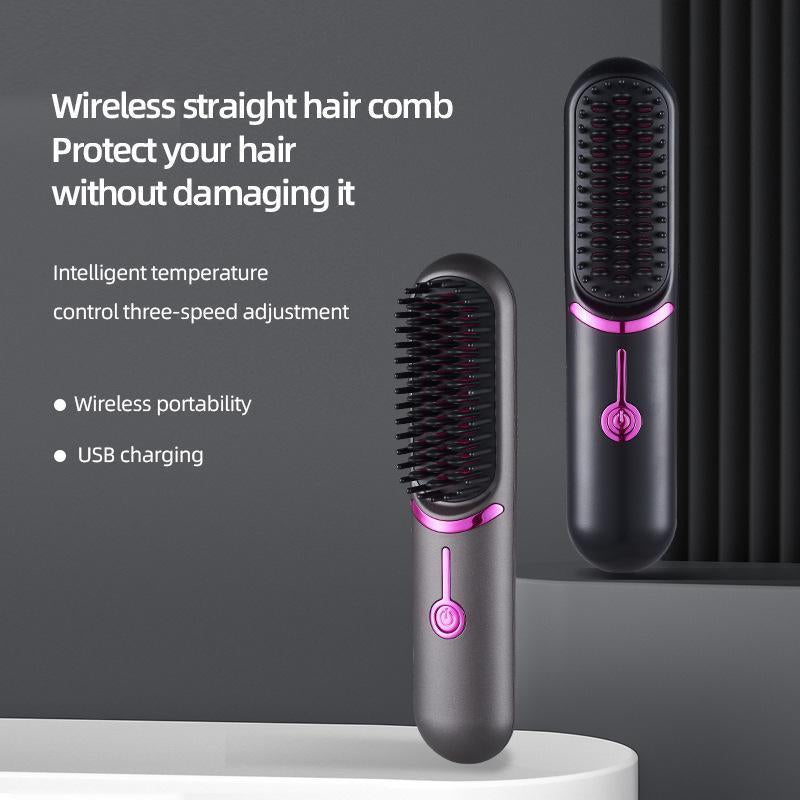 Hair Straightener, 1 Count 3 Temperature Adjustment Hair Comb, Negative Ion Hair Care Comb, USB Rechargeable Hair Styling Tool, Gift for Girlfriend, Gift for Halloween, Christmas, Fall, Winter Gift, Gift