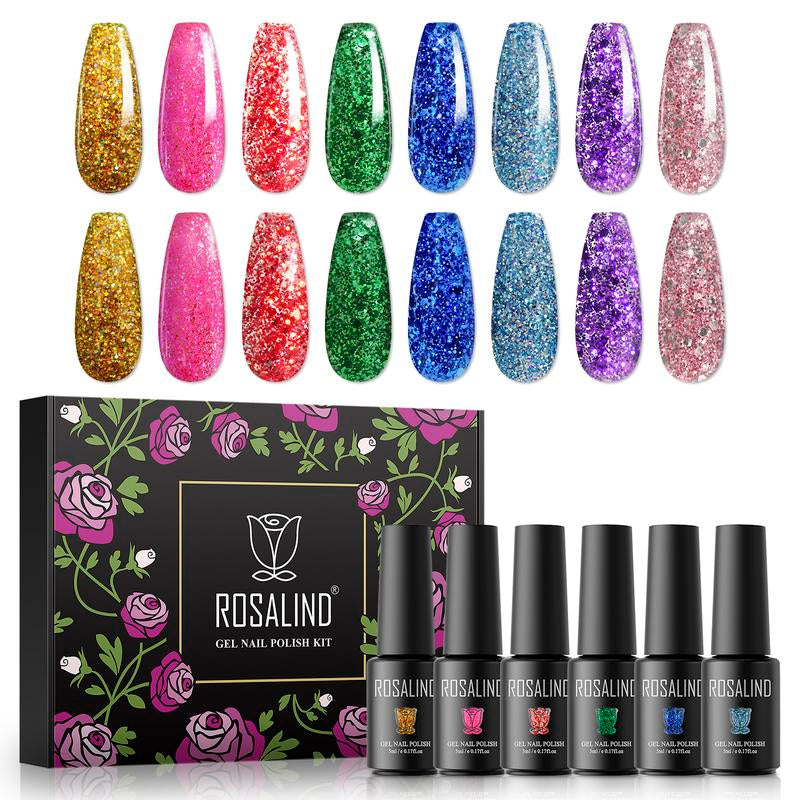 ROSALIND 8/20/23PCS Gel Nail Polish Set Christmas Suprise& Aticipation Gifts Long Lasting UV LED with Red Green Gel Polish Set Glitter Nail Gel