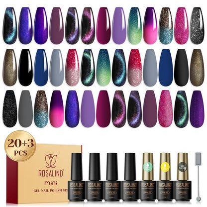 ROSALIND 8/20/23PCS Gel Nail Polish Set Christmas Suprise& Aticipation Gifts Long Lasting UV LED with Red Green Gel Polish Set Glitter Nail Gel