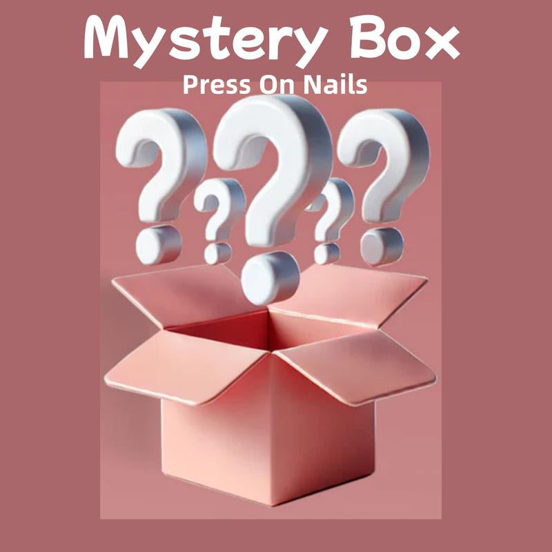 Handmade Press on Nails Mystery Box, 10Pcs Reusable Press-On Nails Art