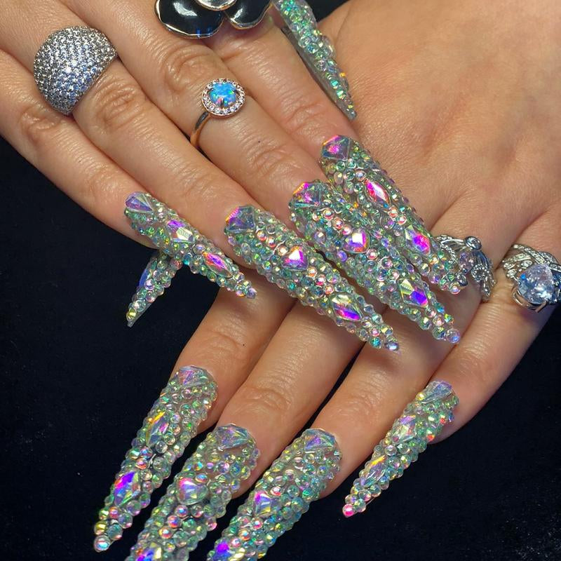 Full Rhinestone Super Long Stiletto Press on Nails