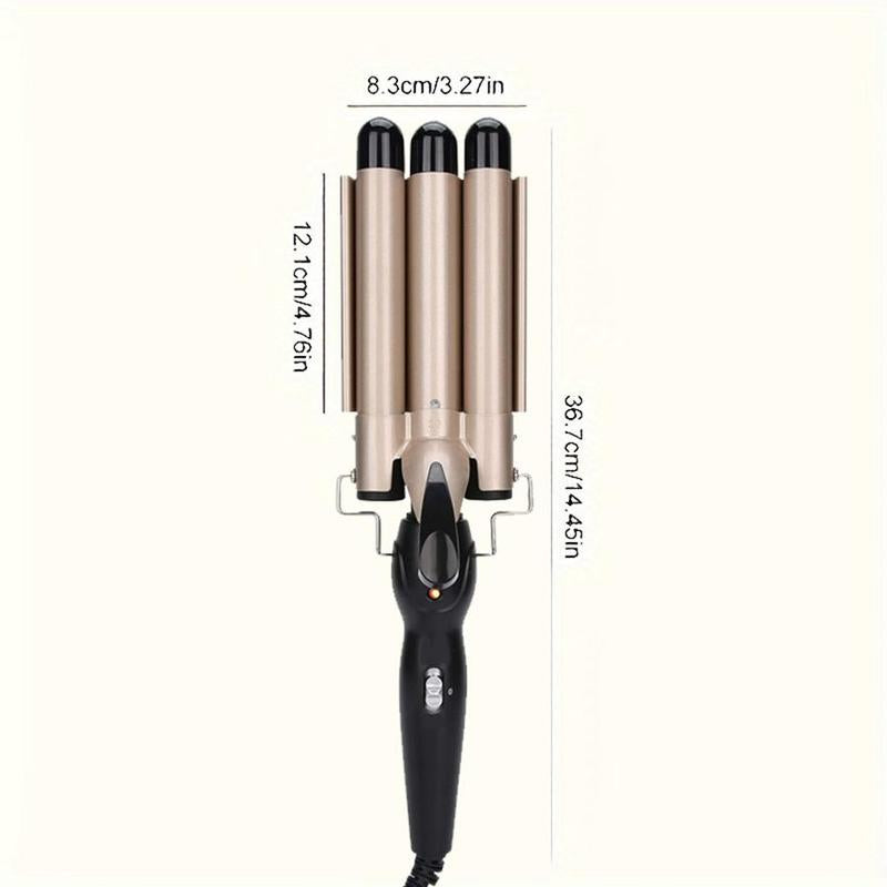 Portable 3-Tube Hair Curler, 1 Box Hair Curling Iron with 3 Counts Barrels, Hair Styling Tool for Home & Travel, Create a Wavy Hairstyle