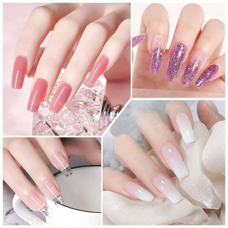 Long-Lasting Poly Gel Nail Extension Kit, 1 Set LED/UV Hard Fiber Gel for Nail Retouching and Extension, Home Nails Art