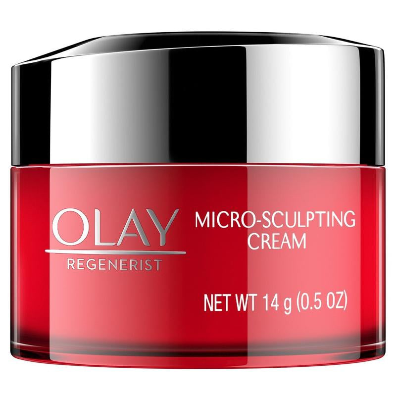 Olay Micro-Sculpting Cream Moisturizer Trial Size - Hydrating, Plumping, Firming, Exfoliating, Diminish Wrinkles, 0.5 Oz