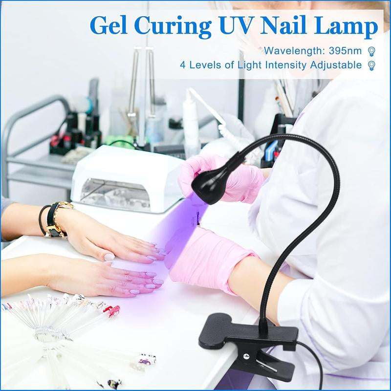  3W Nail Lamp Black Gooseneck and Clamp for Gel Nails Nail Light Comfort Mini Rechargeable Home Diy Use