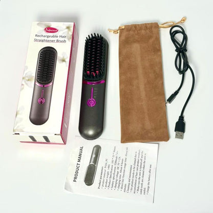 Hair Straightener, 1 Count 3 Temperature Adjustment Hair Comb, Negative Ion Hair Care Comb, USB Rechargeable Hair Styling Tool, Gift for Girlfriend, Gift for Halloween, Christmas, Fall, Winter Gift, Gift