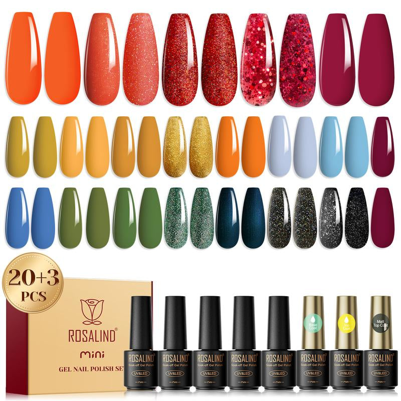 ROSALIND 8/20/23PCS Gel Nail Polish Set Christmas Suprise& Aticipation Gifts Long Lasting UV LED with Red Green Gel Polish Set Glitter Nail Gel