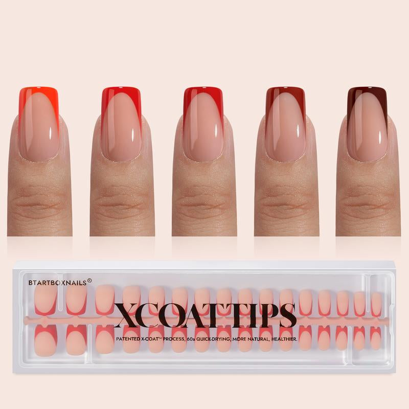 French Tips - 150Pcs Press on Nails Square Long Fake Nails, Soak off Soft Gel Acrylic Nail Extensions