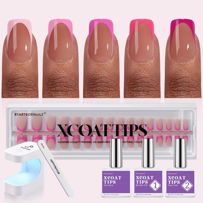 Pink French Tips - 150Pcs Pink Press on Nails Almond or Square,Pink Short Fake Nails, Soak off Soft Gel Acrylic Nail Extensions