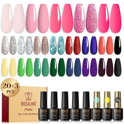 ROSALIND 8/20/23PCS Gel Nail Polish Set Christmas Suprise& Aticipation Gifts Long Lasting UV LED with Red Green Gel Polish Set Glitter Nail Gel