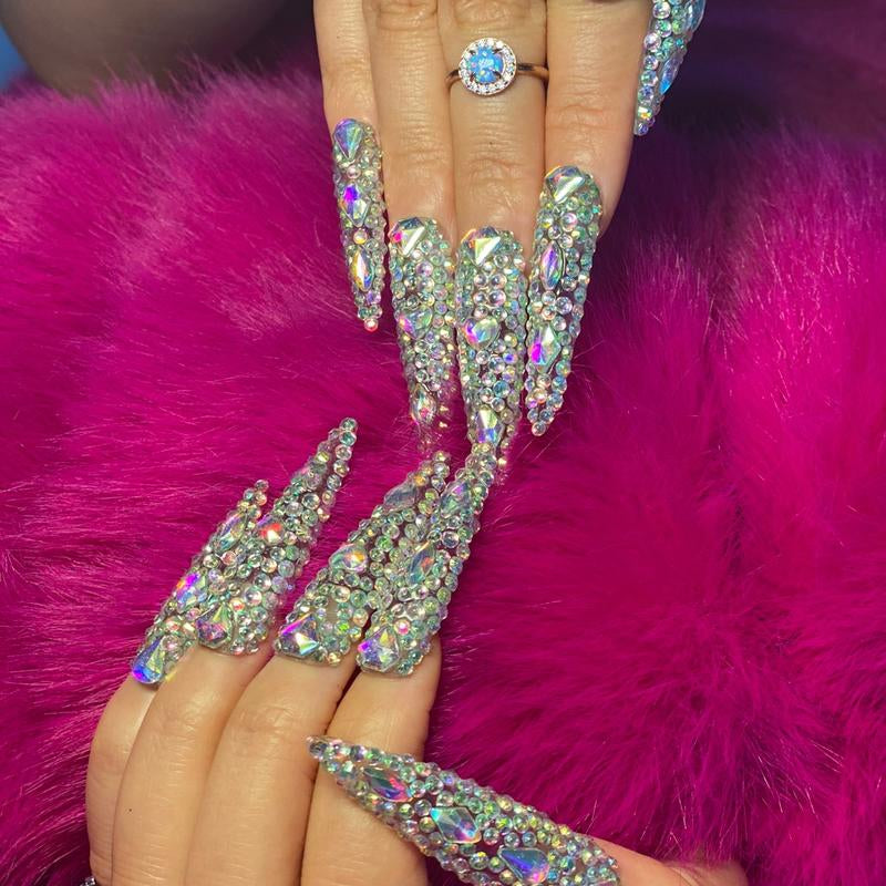 Full Rhinestone Super Long Stiletto Press on Nails