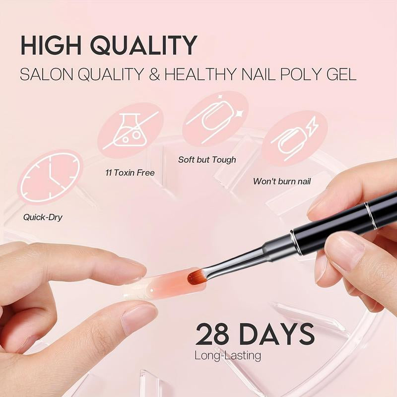 Long-Lasting Poly Gel Nail Extension Kit, 1 Set LED/UV Hard Fiber Gel for Nail Retouching and Extension, Home Nails Art