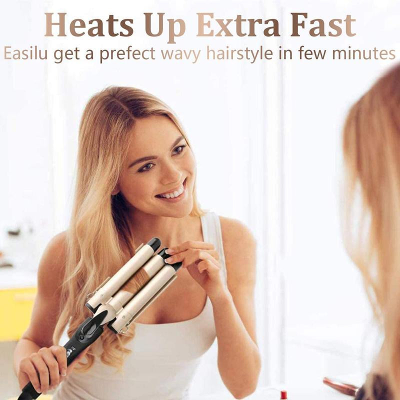 Portable 3-Tube Hair Curler, 1 Box Hair Curling Iron with 3 Counts Barrels, Hair Styling Tool for Home & Travel, Create a Wavy Hairstyle