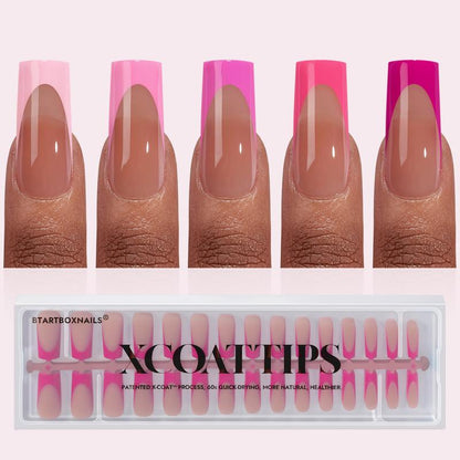 Pink French Tips - 150Pcs Pink Press on Nails Almond or Square,Pink Short Fake Nails, Soak off Soft Gel Acrylic Nail Extensions