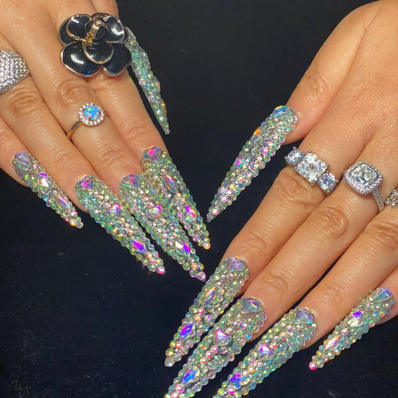 Full Rhinestone Super Long Stiletto Press on Nails