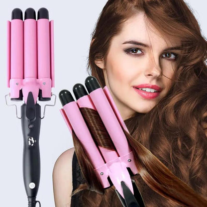 Portable 3-Tube Hair Curler, 1 Box Hair Curling Iron with 3 Counts Barrels, Hair Styling Tool for Home & Travel, Create a Wavy Hairstyle