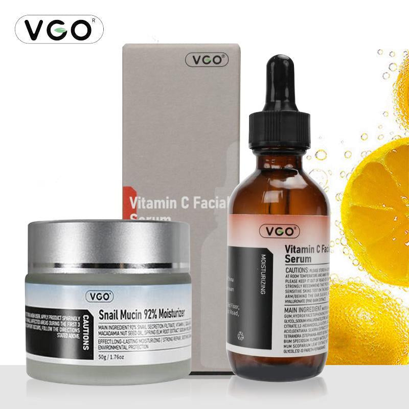 VGO Snail Mucin 92% Moisturizer and Vitamin C Facial Serum Essence30Ml /60Ml  Reduces Facial Fine Lines Hydration and Nourishment for Radiant Skin Hydrating Skin Care Set Moisture Moisturizing Cream Gentle Hyaluronic Comfort Resh Cream Philosophy