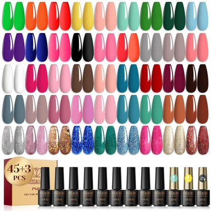 ROSALIND 8/20/23PCS Gel Nail Polish Set Christmas Suprise& Aticipation Gifts Long Lasting UV LED with Red Green Gel Polish Set Glitter Nail Gel