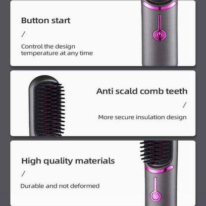 Hair Straightener, 1 Count 3 Temperature Adjustment Hair Comb, Negative Ion Hair Care Comb, USB Rechargeable Hair Styling Tool, Gift for Girlfriend, Gift for Halloween, Christmas, Fall, Winter Gift, Gift