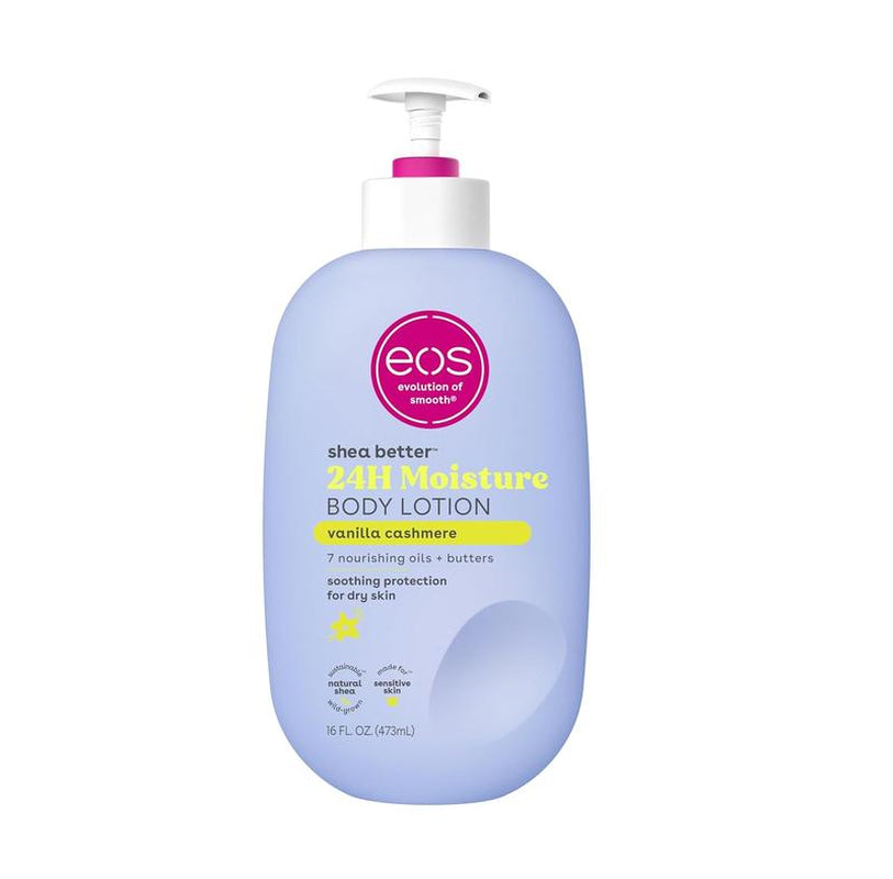 Eos Shea Better Body Lotion- Vanilla Cashmere, 24-Hour Moisture Skin Care, Lightweight & Non-Greasy, Made with Natural Shea, Vegan, 16 Fl Oz