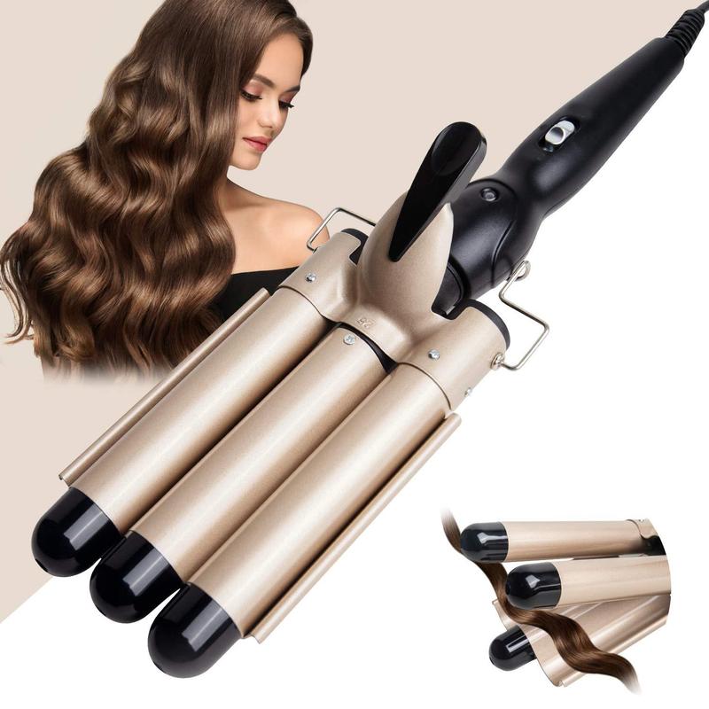 Portable 3-Tube Hair Curler, 1 Box Hair Curling Iron with 3 Counts Barrels, Hair Styling Tool for Home & Travel, Create a Wavy Hairstyle