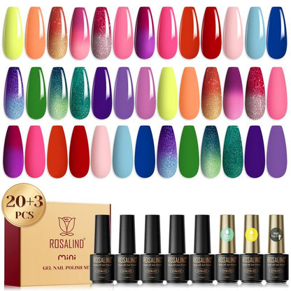 ROSALIND 8/20/23PCS Gel Nail Polish Set Christmas Suprise& Aticipation Gifts Long Lasting UV LED with Red Green Gel Polish Set Glitter Nail Gel