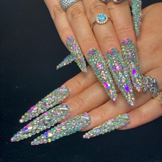 Full Rhinestone Super Long Stiletto Press on Nails