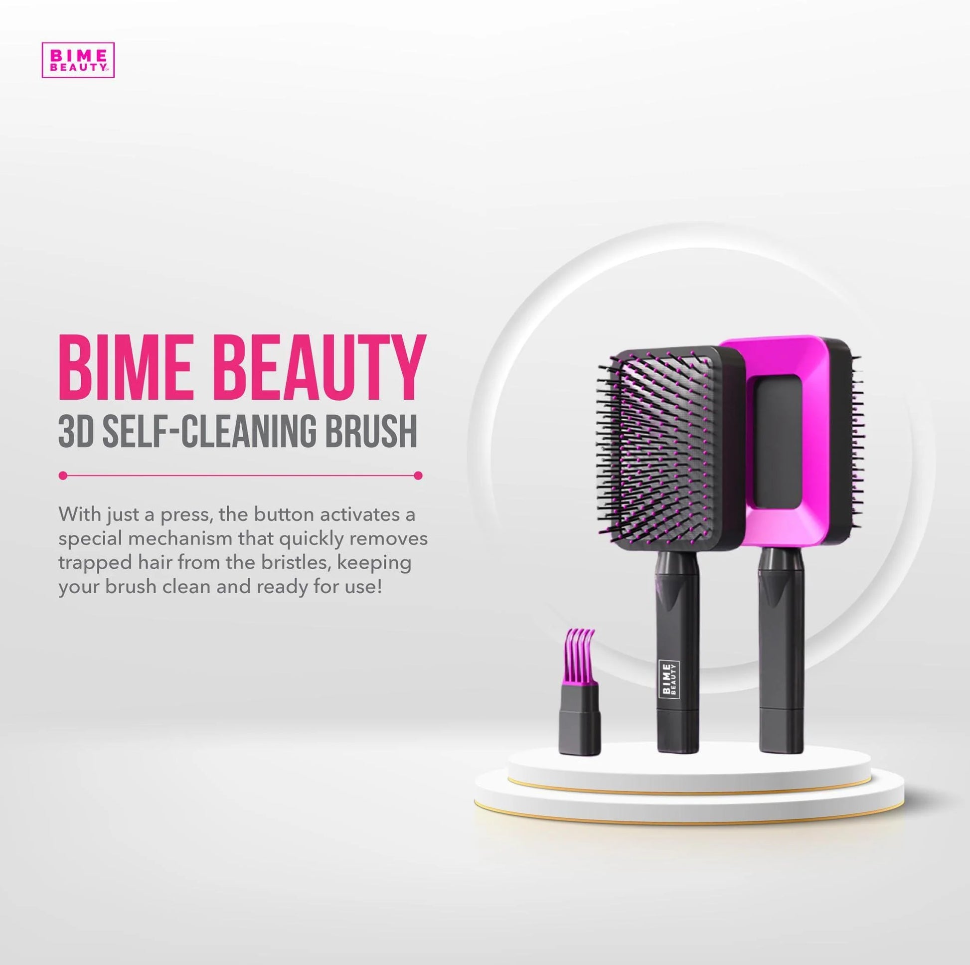 Deluxe 3D Self Cleaning Rectangular Hair Brush for Women