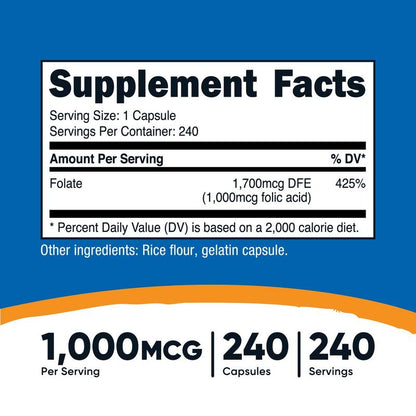 Folic Acid (Vitamin B9) Capsules