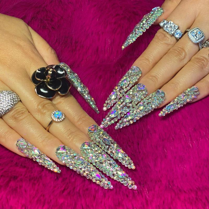 Full Rhinestone Super Long Stiletto Press on Nails